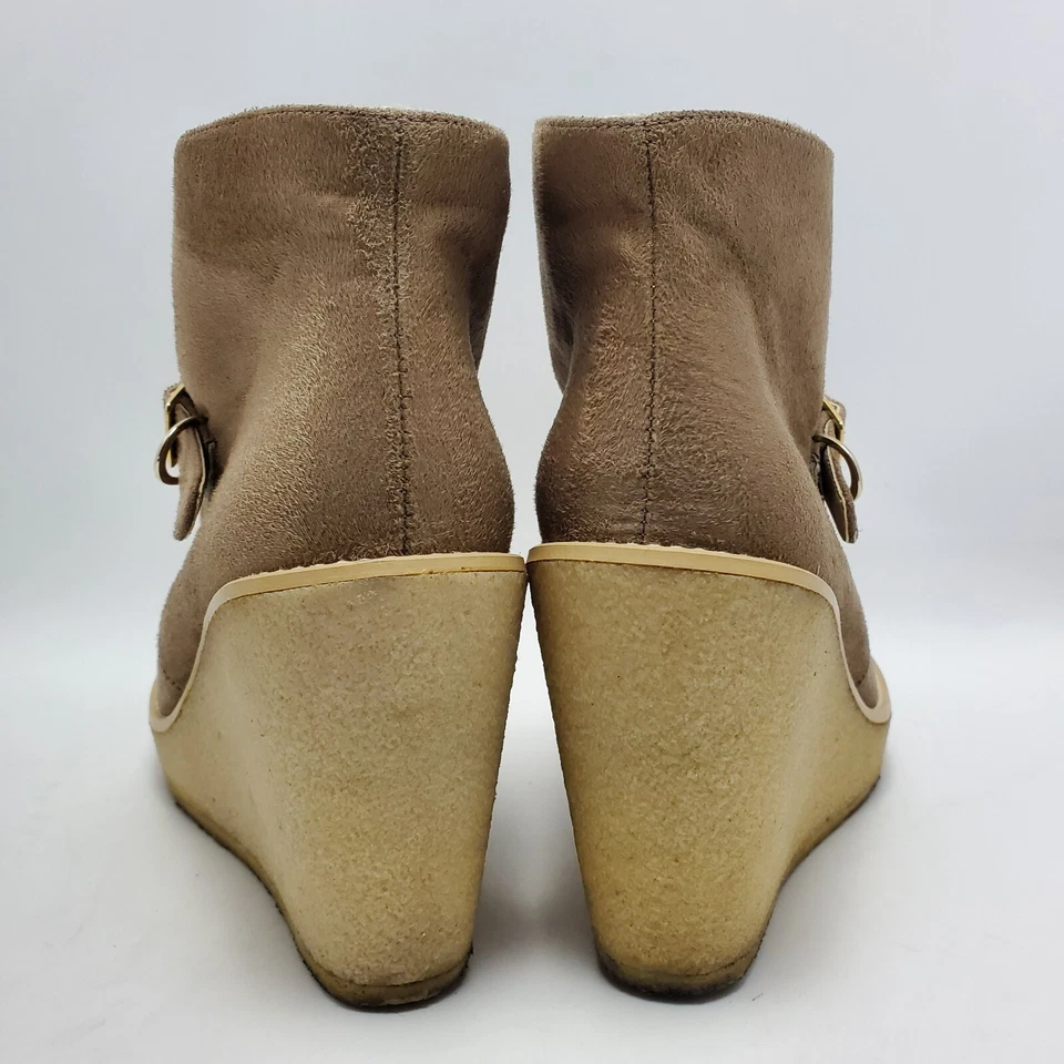 Botín Stell McCartney beige gamuza imitación piel de oveja forrado goma cuña talla 40 Foto 3 de 4