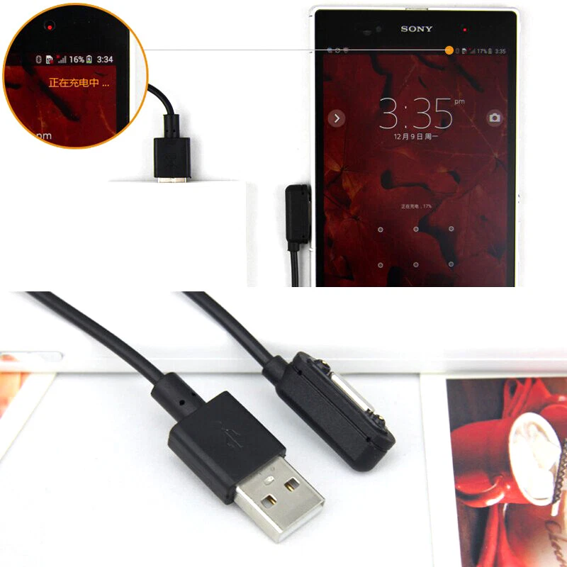 Adaptador de cable cargador USB magnético de escritorio para Sony Xperia Z1 Z2 Z3 Z3 compacto Foto 3 de 4