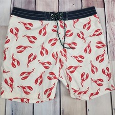 Sperry Top-Sider Board Shorts Mens 36 Swim Trunks Lobsters Allover White Navy