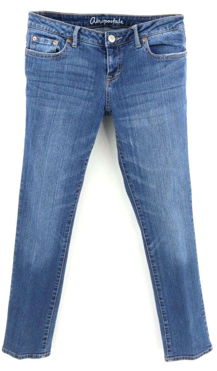 Aeropostale Skinny Jeans Womens 6S Blue Cotton Blend Pockets Low Rise Bayla Fit