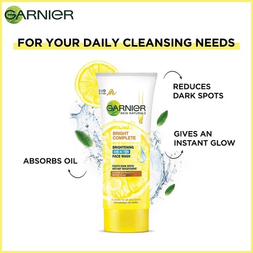 Garnier Skin Naturals Brightening Duo Action Face Wash for All Skin Types-100 g. - 第 2/3 張圖片