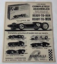 1965 RANNALLI model cars ad~Lotus 25,Porsche Formula,Cheetah,Chevy Chaparral,etc