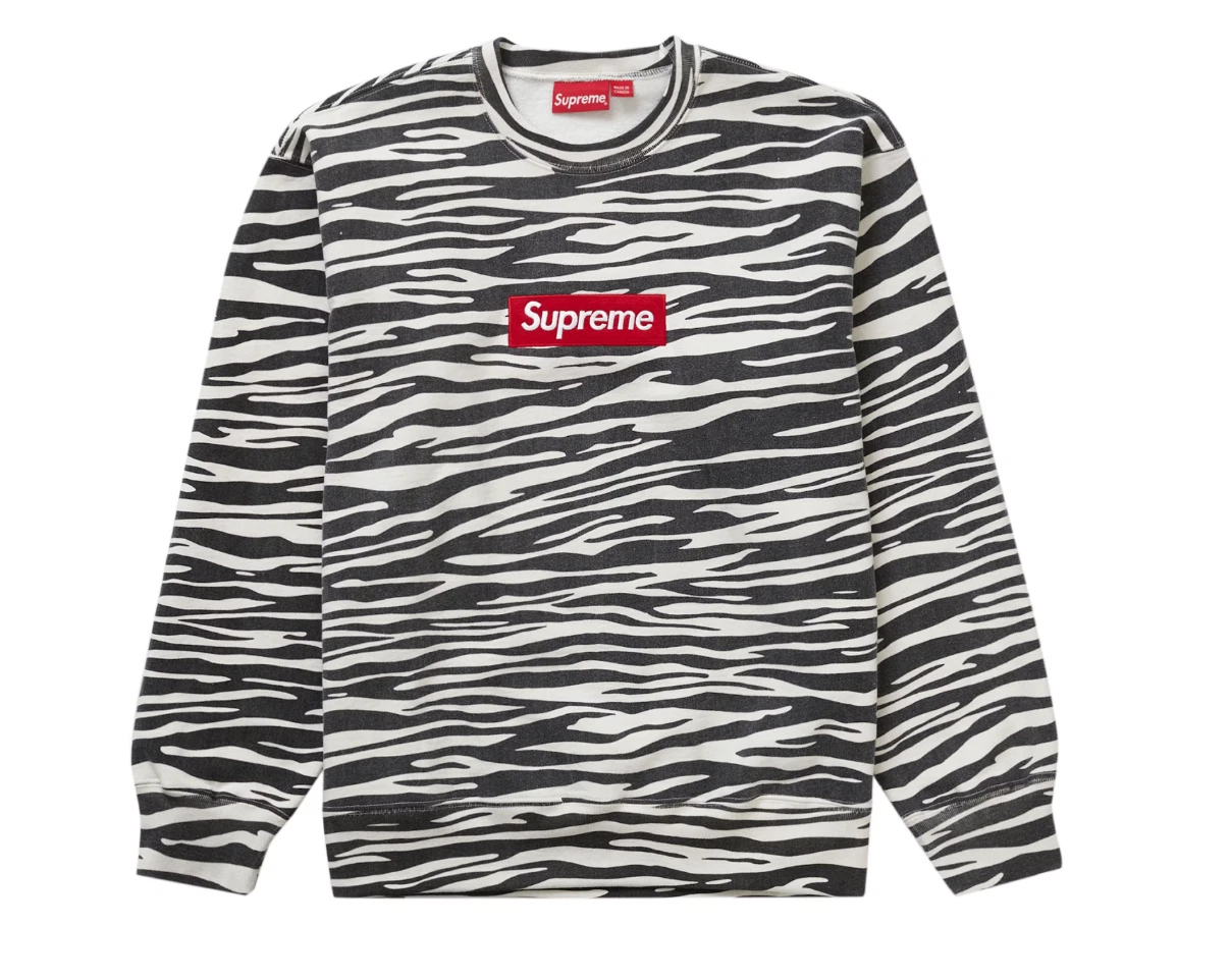 ✅ TOP VENDEUR✅ Logo Supreme Box Col Rond Zèbre HOMME GRAND FW22 COMMANDE CONFIRMÉE
