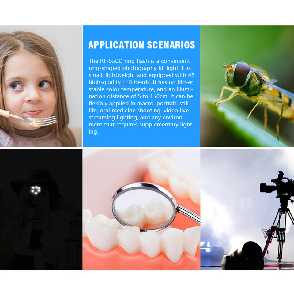 New Macro LED Ring Flash Light RF 550D For Nikon Canon Olympus Fuji DSLR Cameras - Image 2 of 4