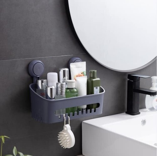 Vacuum Caddy Shower Basket No-Drilling Removable Bathroom Wall Shelf Basket - Picture 26 of 43