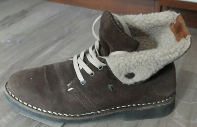 Marc O'Polo Botines De Cuero Geniales Talla 38 TOP Forrados De Lana Marrón - Imagen 1 de 4