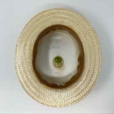 即購入ok！！the barnnet Straw Boater Hat Women's Straw Boater Hat 1940s Vintage Very Low Fascinator