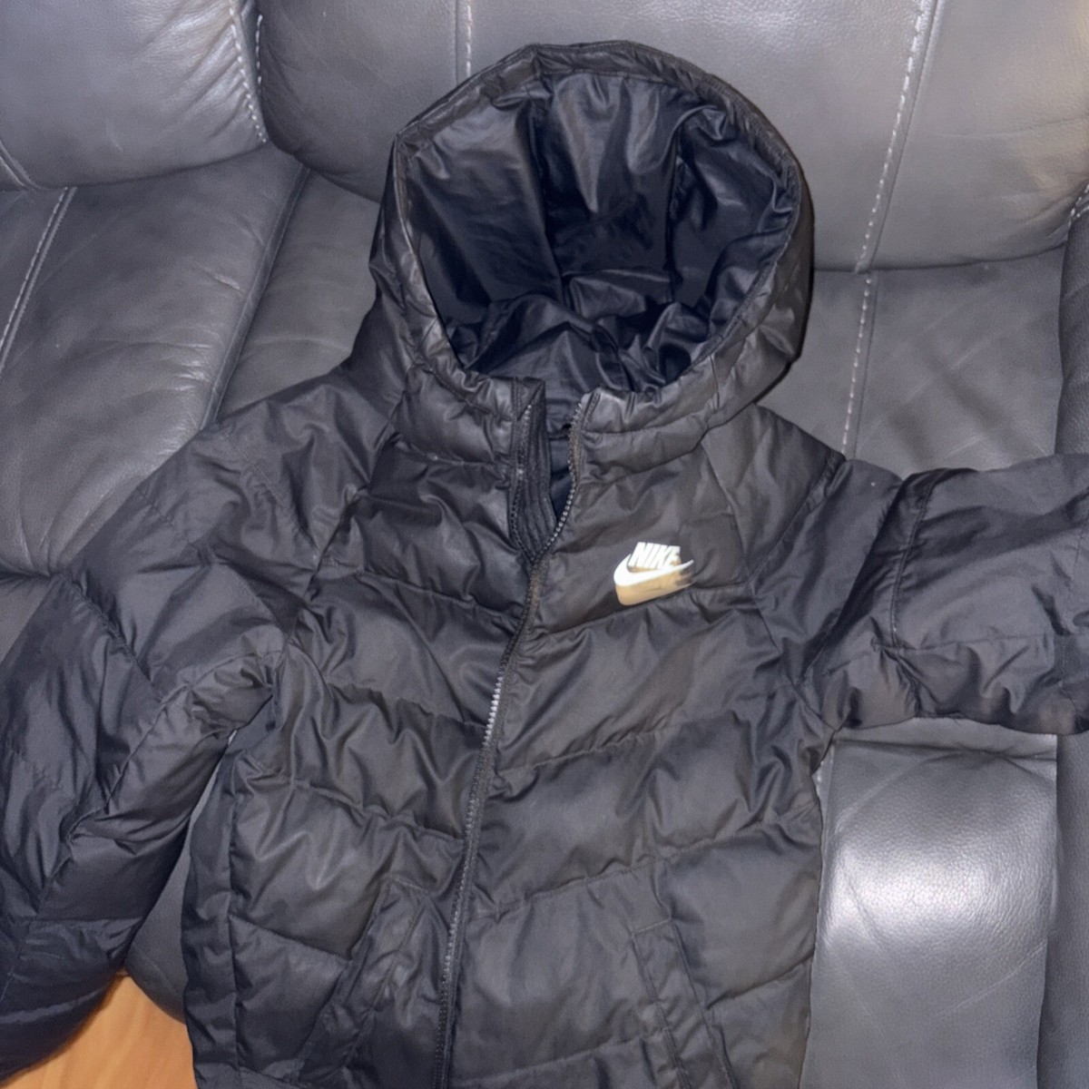 Nike Sportswear Synthetic Fill Jacket Youth Unisex Small CU9157-010 Black  Hood