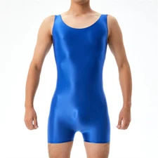 Men Slim Bodysuit Jumpsuit Tight Sexy Lingerie Clubwear Catsuit Oiled Sheer