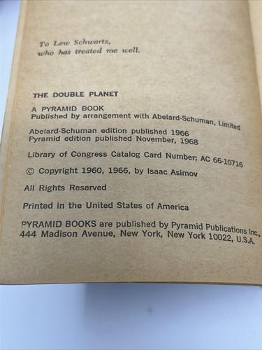 The Double Planet by Isaac Asimov Revised Edition Vintage Paperback 1968 Pyramid - Picture 5 of 11