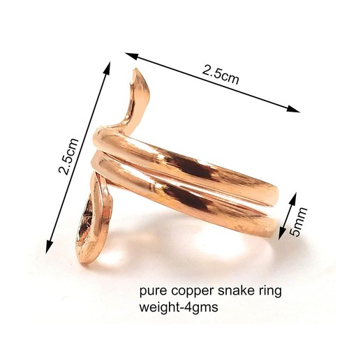 Snake Adjustable Pure Copper Rings for Men, Women Designer Prong Naga Or Serpent - Picture 7 of 8