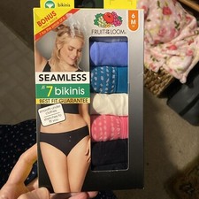 Fruit of the Loom Women's Seamless Bikini 7 Pack Sz 6/M