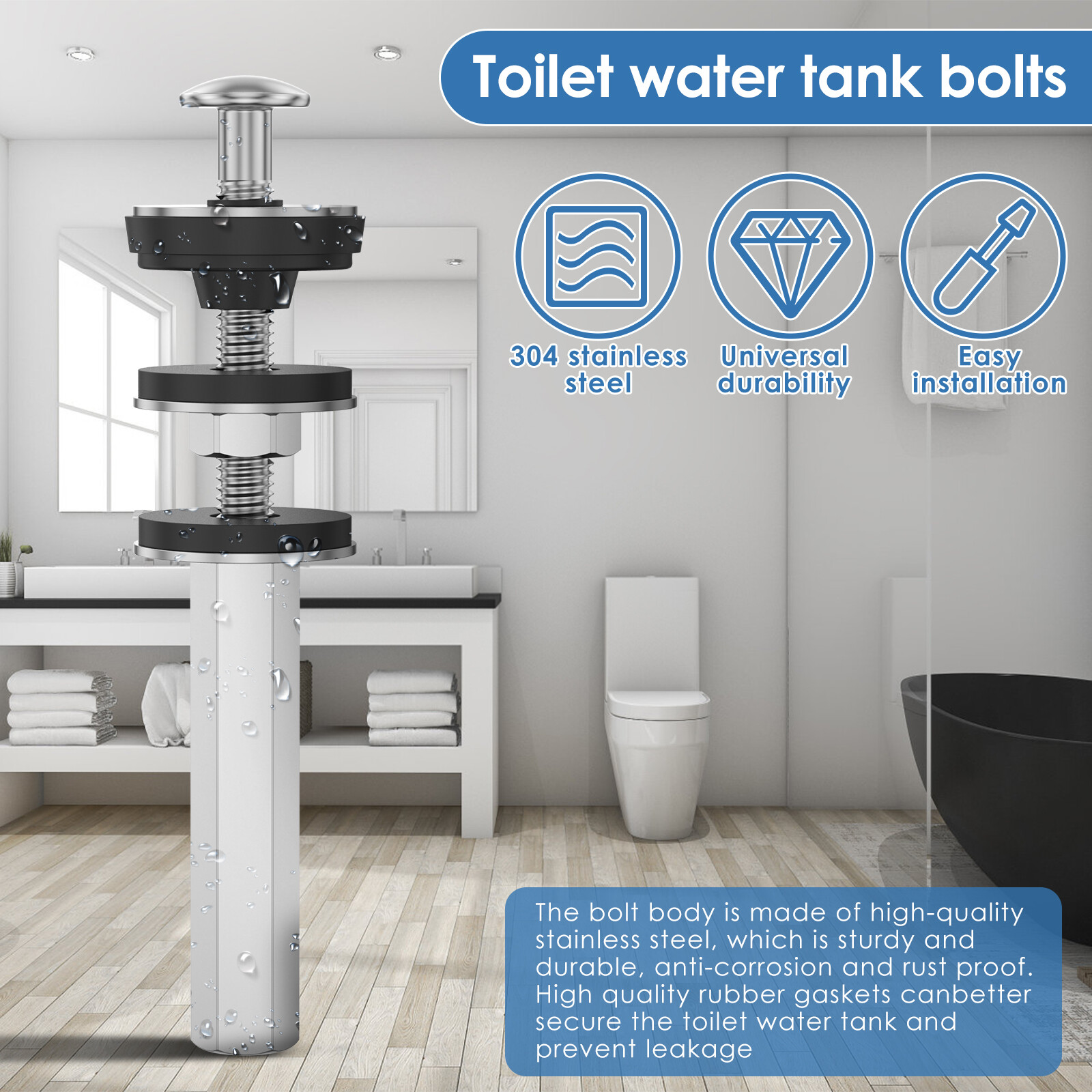 4Pcs Toilet Tank to Bowl Bolt Kit Toilet Tank Bolt Washer Kit Toilet