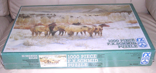 NEW 1989 HTF 32 Degrees Below John Clymer Horses FX Schmid 1000 Piece Puzzle Pc - Picture 3 of 8