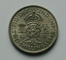 1948 UK (British) George VI Coin - 2 Shillings (Florin) - EF toned-lustre