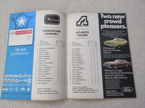 1973 VANCOUVER CANUCKS v ATLANTA FLAMES NHL PROGRAM. JERRY KORAB. - Picture 2 of 2
