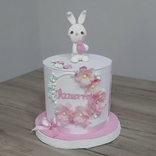 TORTA FINTA POLISTIROLO TEMA CONIGLIETTO REALIZZATA A MANO BATTESIMO BABY EVENTI