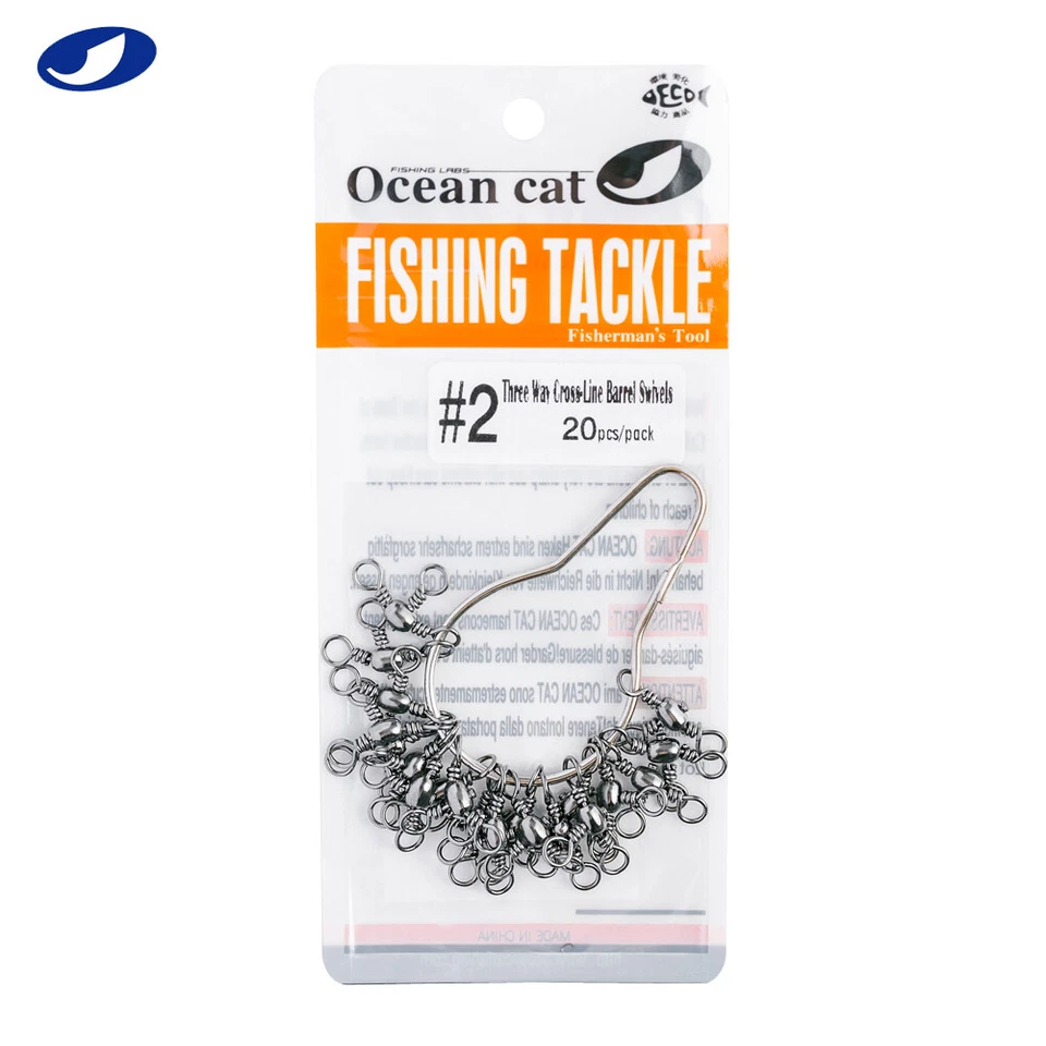 OCEAN CAT Three Way Cross-Line Barrel Swivel T-Turn Tackle Saltwater Fishing - Image 4 of 4
