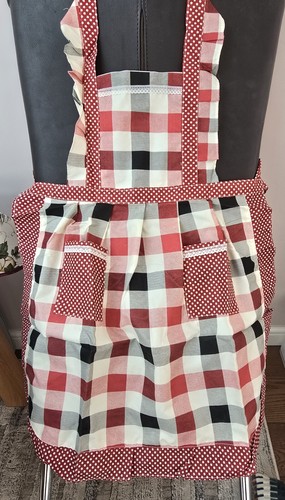 red Cooking Apron with Pockets Woman Apron Kitchen Apron Woman/Ladies - Picture 4 of 4