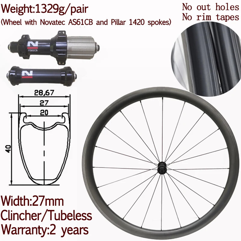 Wheelset 27*40mm Carbon Fiber Wheels Ceramic Dt 350s As61cb 