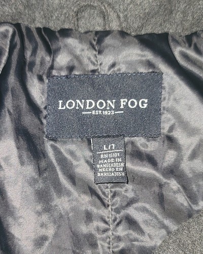 London Fog Wool Blend Pea Coat Kids Charcoal Gray Size Large Or 7 - Picture 5 of 6