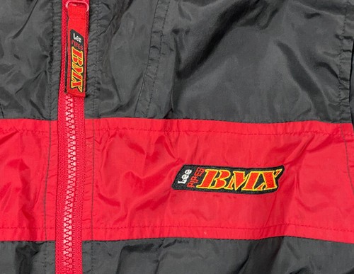 VTG Lee Pipes BMX Black Red Sleeveless Hooded Zip Vest 90s Youth L Men's S - Picture 4 of 6