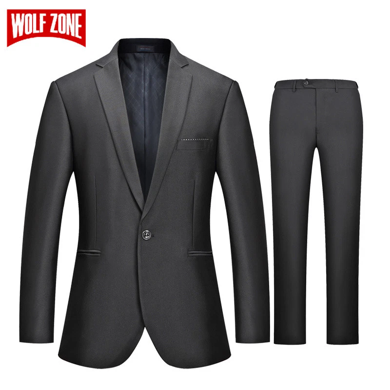 Classic Design Dress Pants Men's Formal Solid Color Slightly - Temu