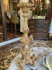 Antique Baroque Rococo Carved Wood Lamp