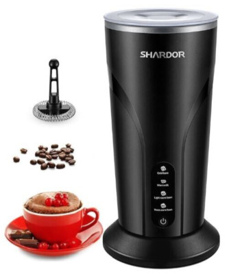 SHARDOR Elektrischer Milchaufschäumer und Dampfgarer mit Warmfunktion; 4 in 1; Kaffee etc.
