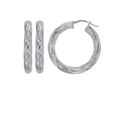Boucles D'oreilles Créoles Tubes épaisses 4,5 Cm En Argent Massif 925/1000 - Neuf Avec étiquettes