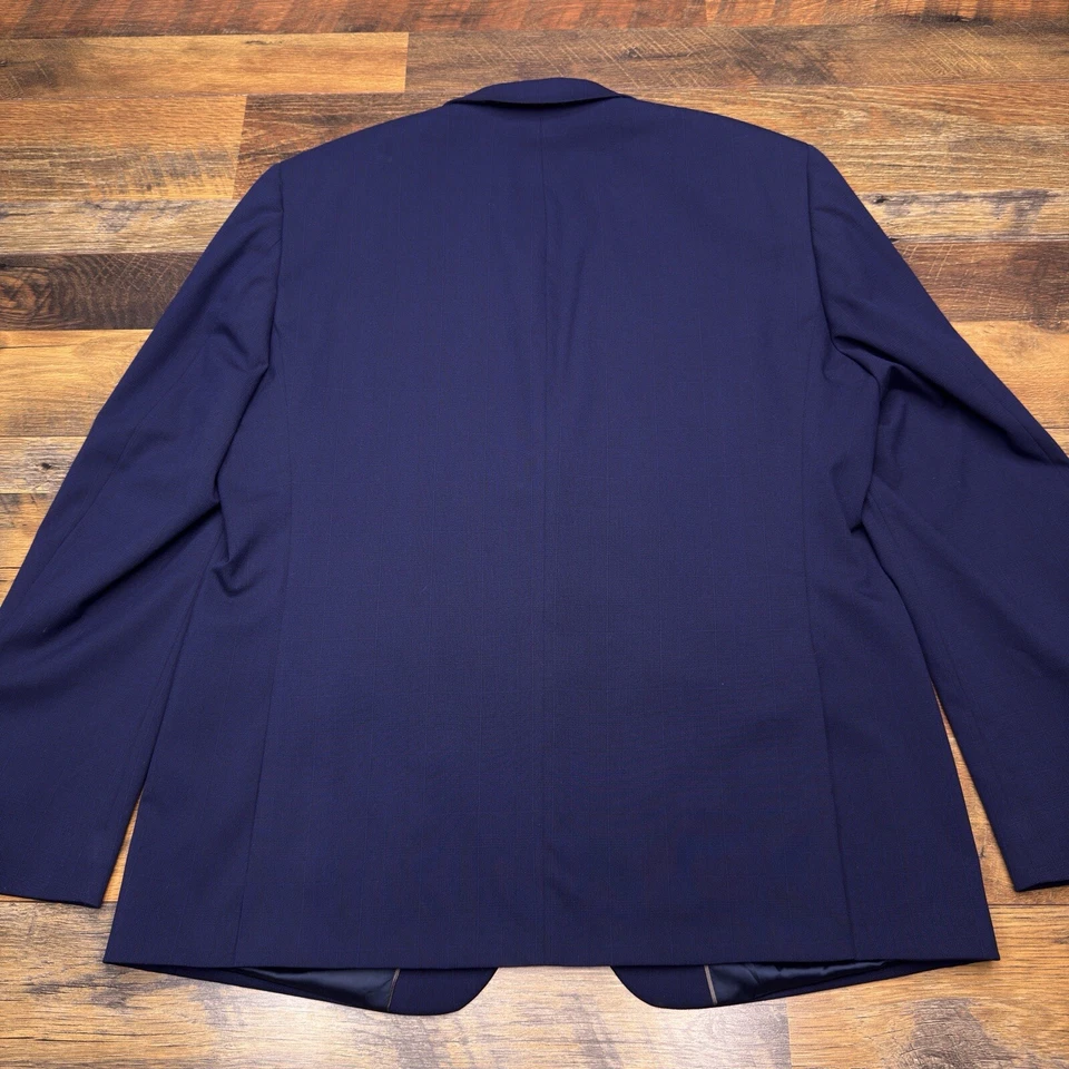 Van Heusen Flex Slim Fit Sport Coat 44R Blue Plaid Stretch - Image 2 of 4