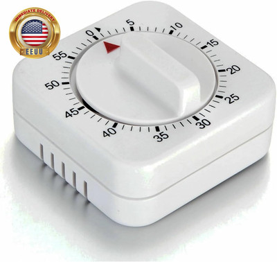 Square 60 Minute Mechanical Kitchen Timer - Visual Kitchen Cooking Timer Clock w