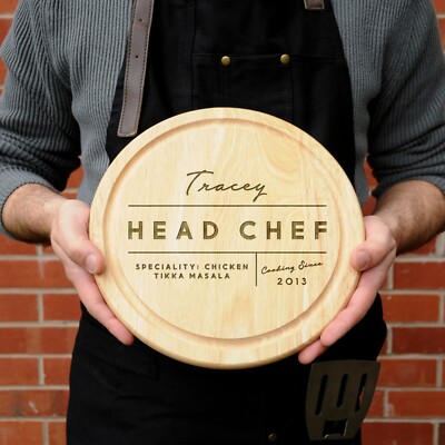 Personalisiertes Küchenchef Schneidebrett Kochen Geschenk für Ihn Sie Individueller Name Text