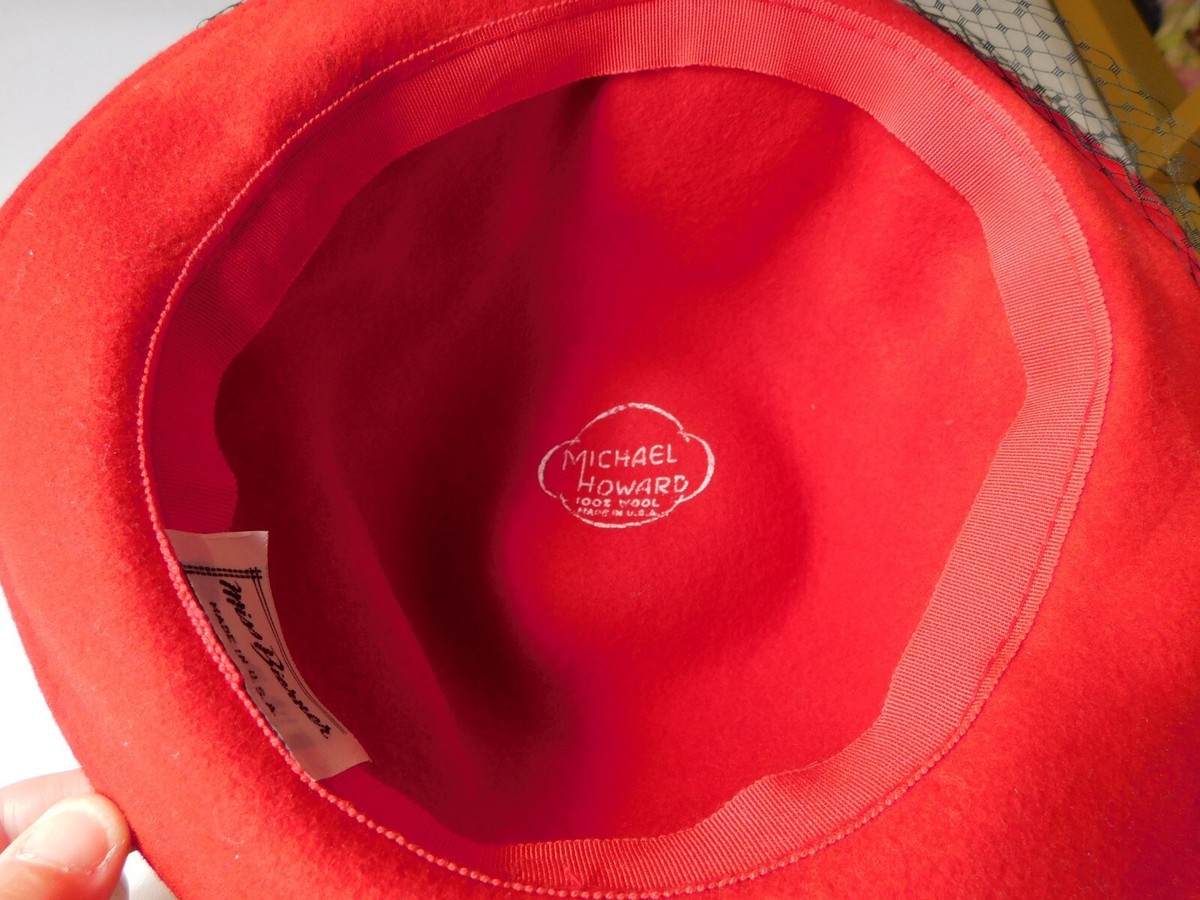 Vintage RED Miss Bierner Michael Howard 100% Wool Ladies Hat  display picture 1