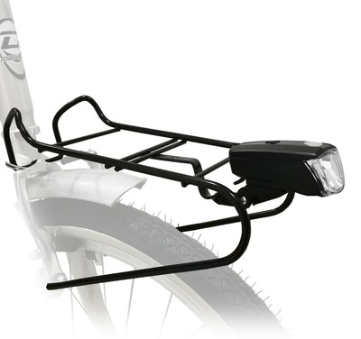 PORTAPACCHI ANTERIORE BICI + FANALE LED NERO BICICLETTA 26-28 PORTACESTINO  CITY | eBay