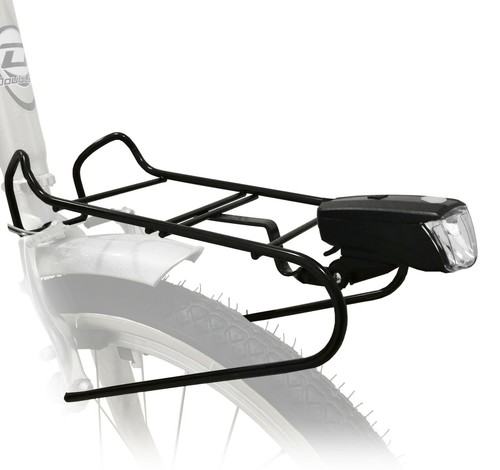 PORTAPACCHI ANTERIORE BICI + FANALE LED NERO BICICLETTA 26-28 PORTACESTINO  CITY | eBay