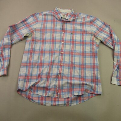 Lacoste Shirt Mens 42 Long Sleeve Button Up Pockets Plaid Casual