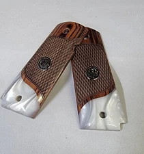 1911 Rosewood Grips with White Pearl Acrylic Accent and Black Ruger Medallions