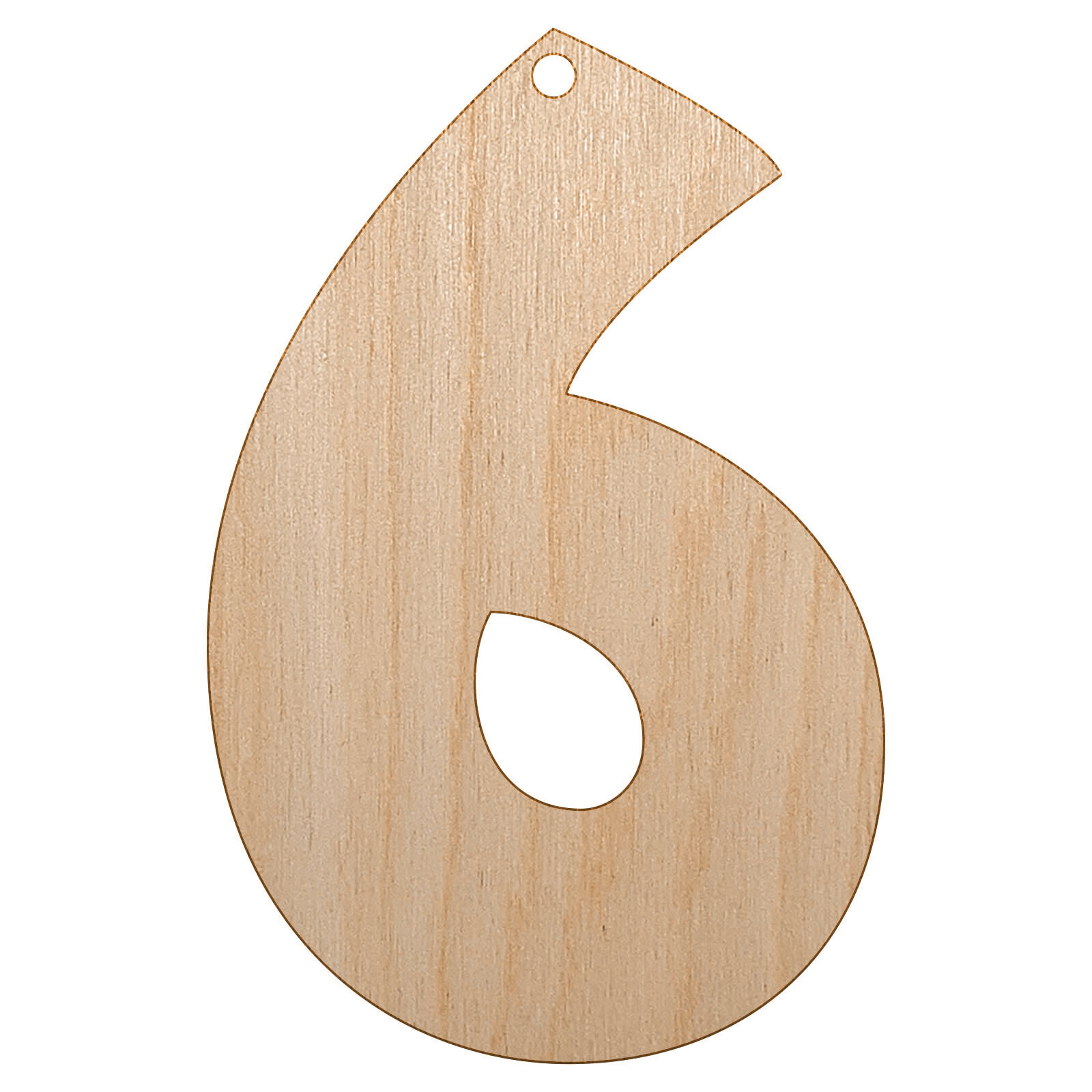Number 6 Six Fun Bold Font Unfinished Craft Wood Holiday Christmas Tree Ornament