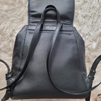 Michael Kors Ginger Flap Drawstring Backpack Medium Black | eBay