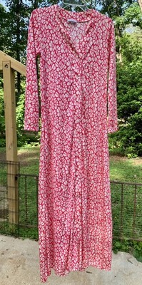 Diane Von Furstenberg for RE-7 Vibrant Pink & White Long Sleeve Nylon Dress, S
