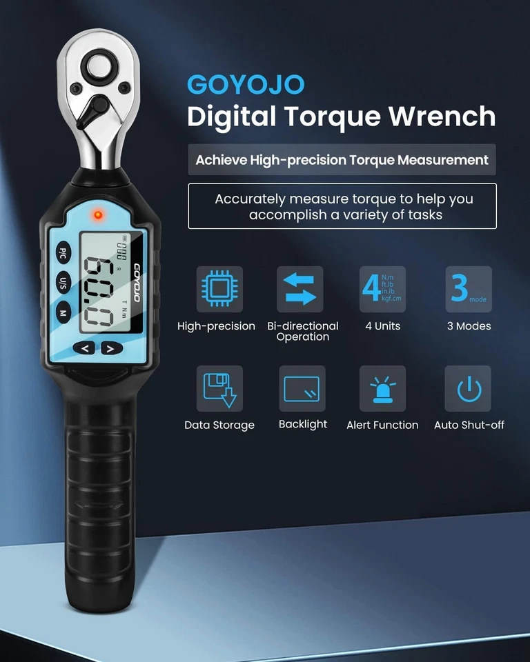 Digital Torque Wrench 1-10Nm (0.74-7.37 ft-lb) High-Precision 1/4-Inch Drive USA - Image 4 of 4