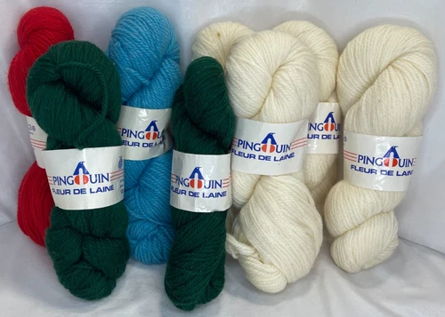 Mixed lot of 8 skeins Pinguin Pingouin Fleur De Laine Yarn VTG - product listing photo