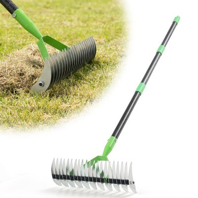 DualAction Dethatcher Rake 21Tine Adjustable Handle 55 Inch Heavy Duty