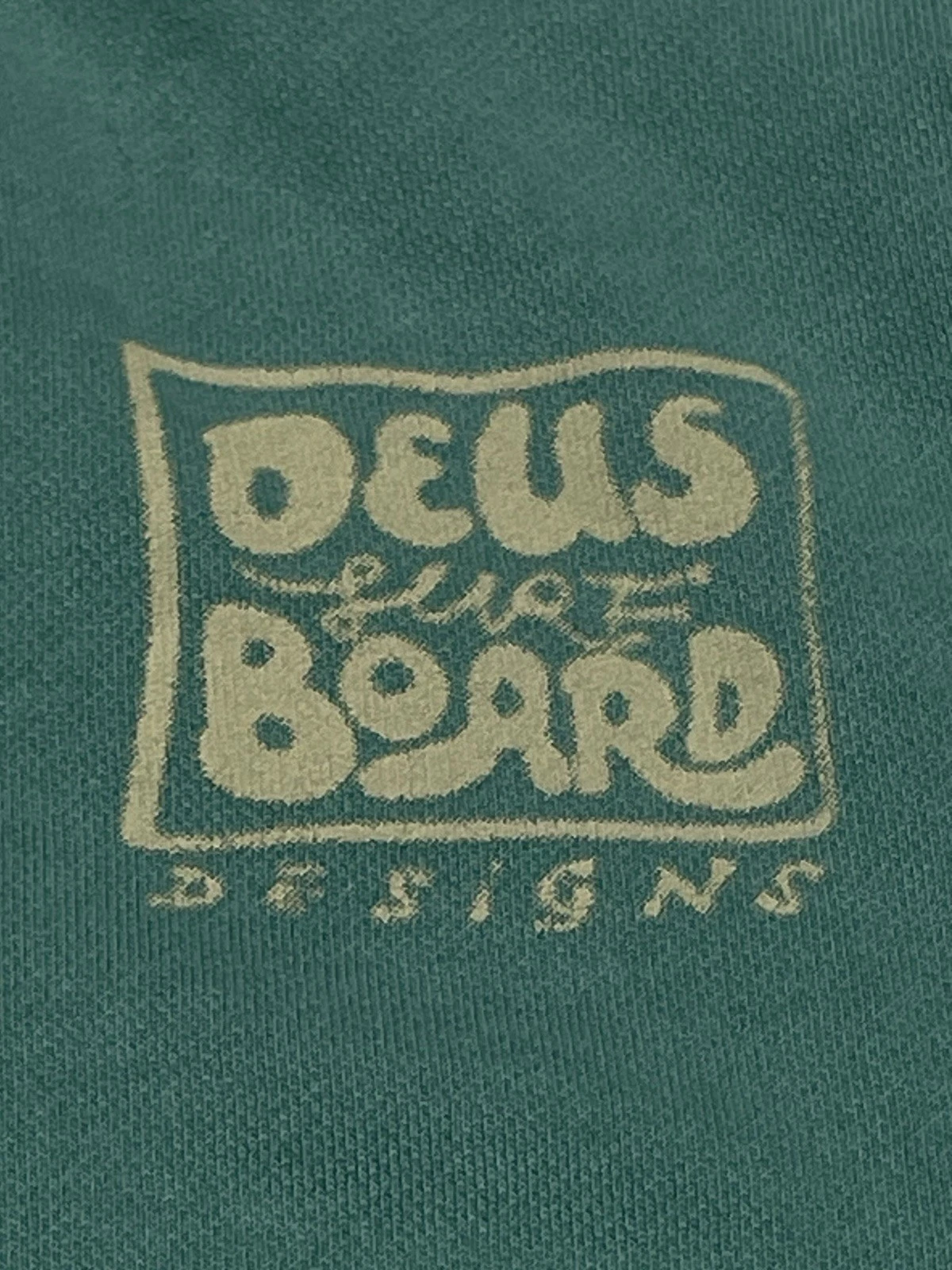 Deus Ex Machina Sweatshirt Mens Medium Green Surf Board Designs Crewneck Raglan - product detail image 4
