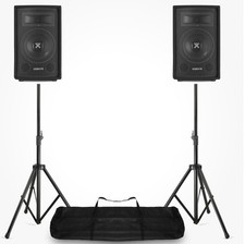 Vonyx SL28 Passive PA Speaker 2-Way Bass Reflex DJ Disco System, 8" With Stands