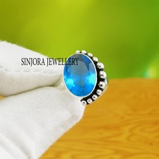 Blue Topaz Gemstone 925 sterling silver handmade Gift Ring US size 5 to 13