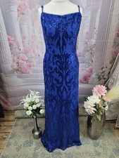 Stunning Royal Blue Sequin Evening Gown - Corset Lace-Up Back - Size 6
