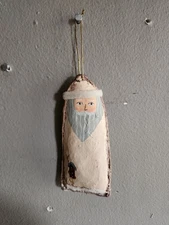 Vntage Handmade Paper Mache Folk Art Santa Christmas Ornament Unsure Of Material