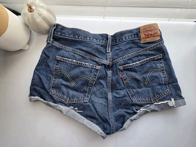Levi's 501 Original Women's Blue Denim Cotton Cut-Off Shorts Button Fly